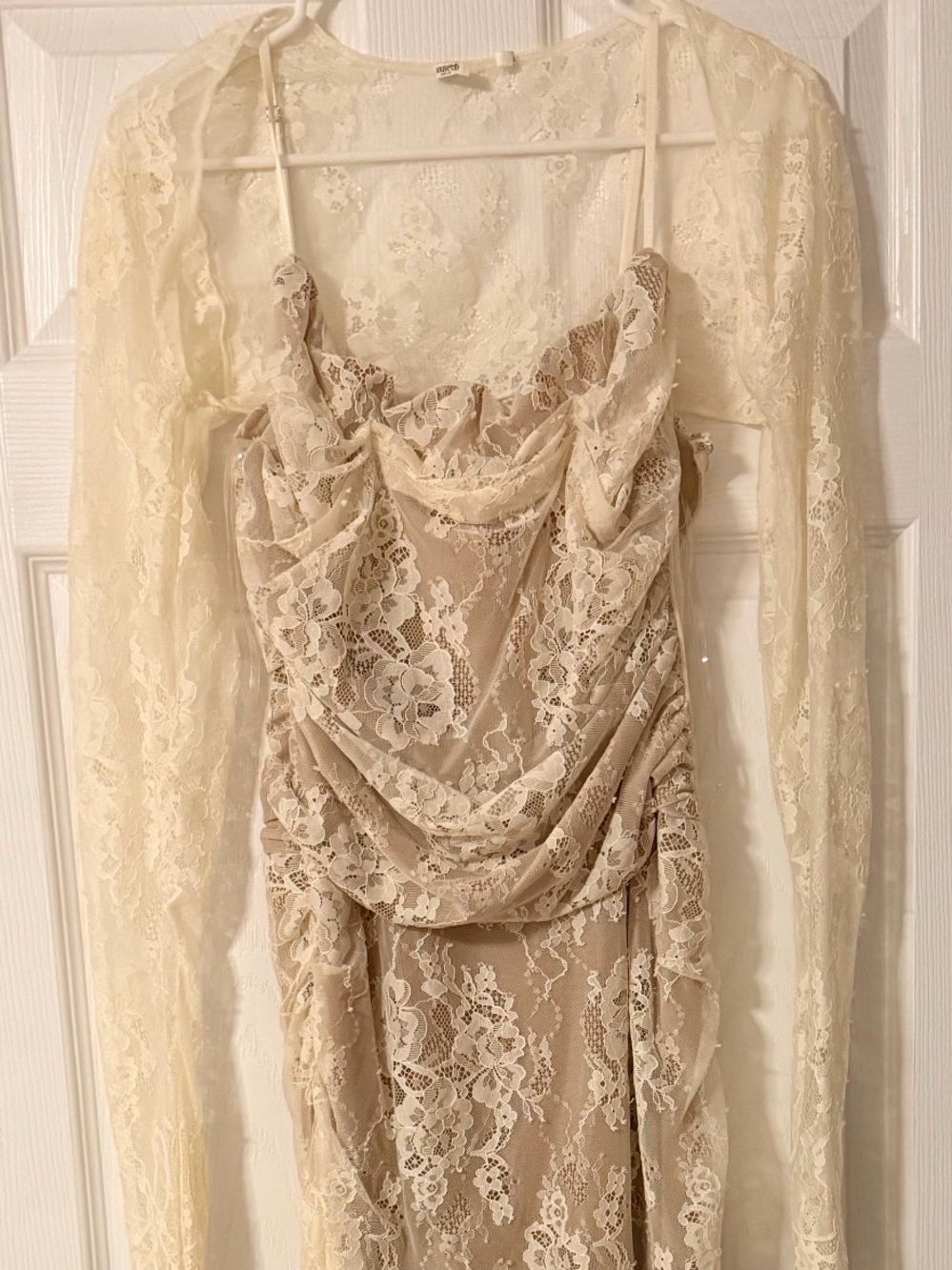 House of CB Ivory Floral Lace Corset Maxi Dress + Bolero Size L Bridal